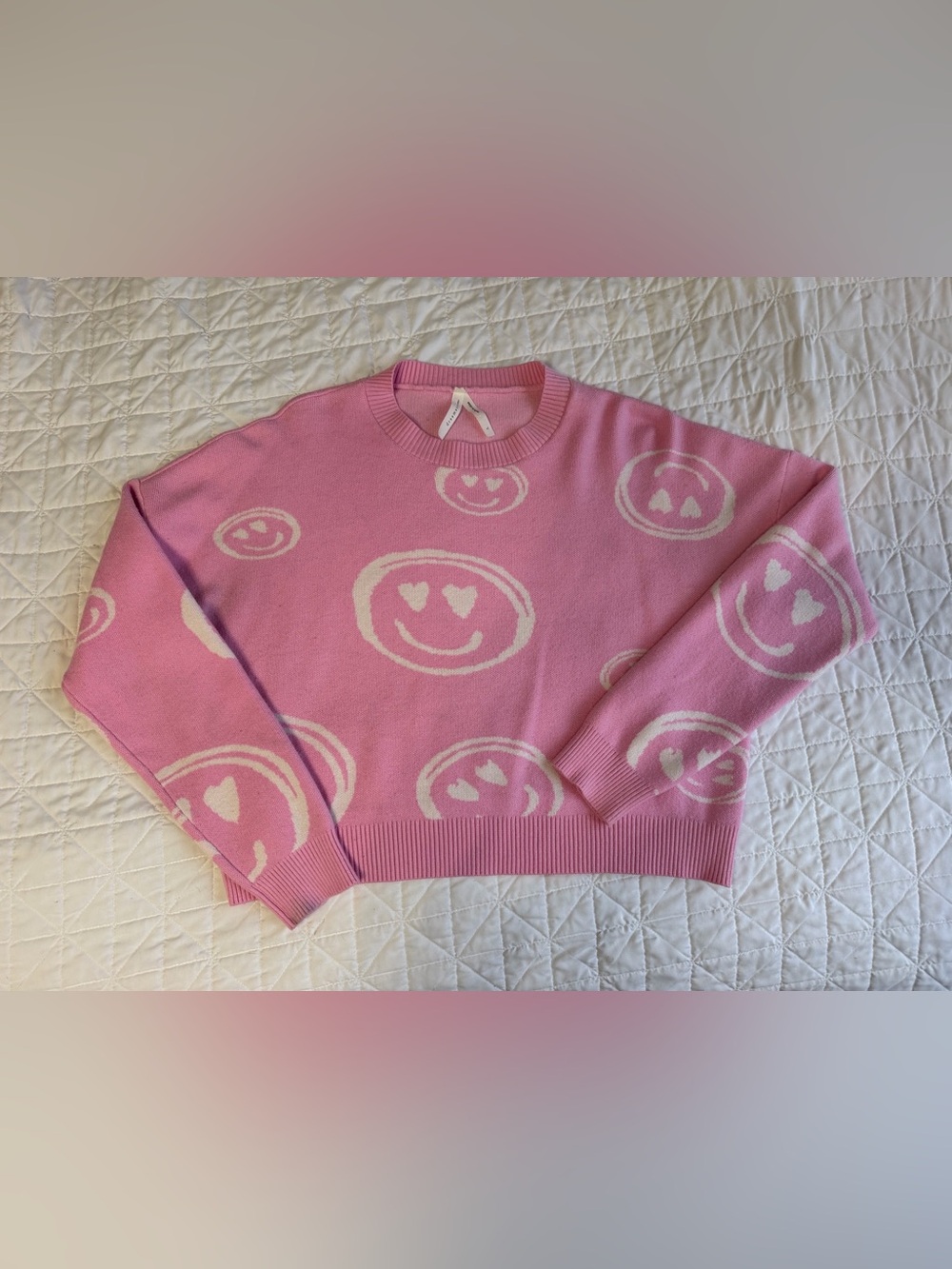 Pink Smiley Face Sweater